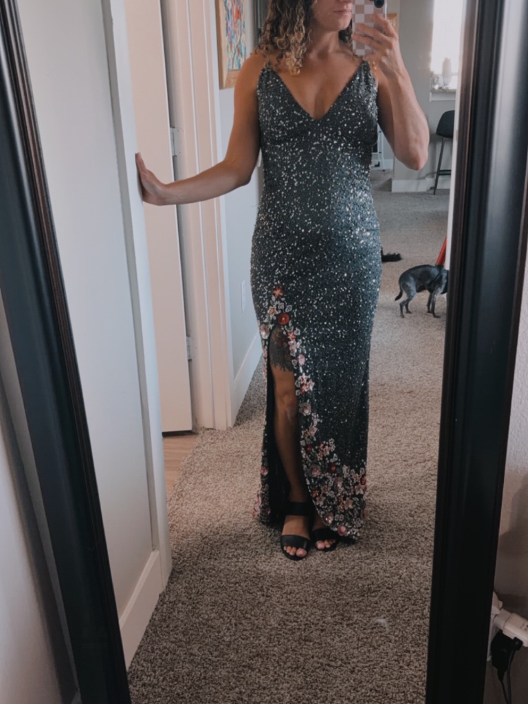 Primavera Grey Prom Dress Size 6